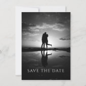 Zwart-wit eenvoudige minimalistische moderne bruil save the date (Achterkant)