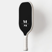 Zwart-wit eenvoudige minimalistische monogram naam pickleball paddle (Links)