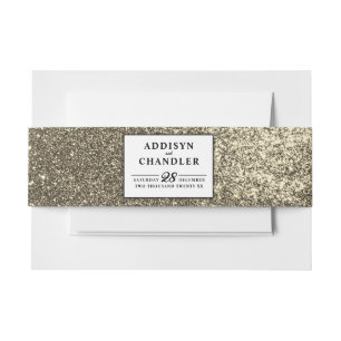 Zwart-wit Eenvoudige Moderne Bruiloft Gouden Glitt Uitnodigingen Wikkel