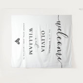 Zwart-wit eenvoudige moderne bruiloft welkomstbord wandkleed (Voorkant (horizontaal))