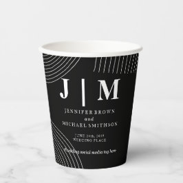 Zwart-wit Eenvoudige Moderne Drink Bruiloft Papieren Bekers