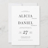 Zwart-wit eenvoudige moderne foto bruiloft kaart (Voorkant)