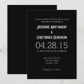 Zwart Wit Eenvoudige Moderne Huwelijksuitnodiging Kaart (Voorkant / Achterkant)