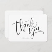 Zwart-wit Eenvoudige moderne kalligrafie Bedankkaart (Voorkant / Achterkant)