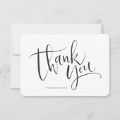 Zwart-wit Eenvoudige moderne kalligrafie Bedankkaart (Voorkant)