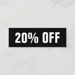 Zwart-wit eenvoudige moderne kortingskaart mini visitekaartje