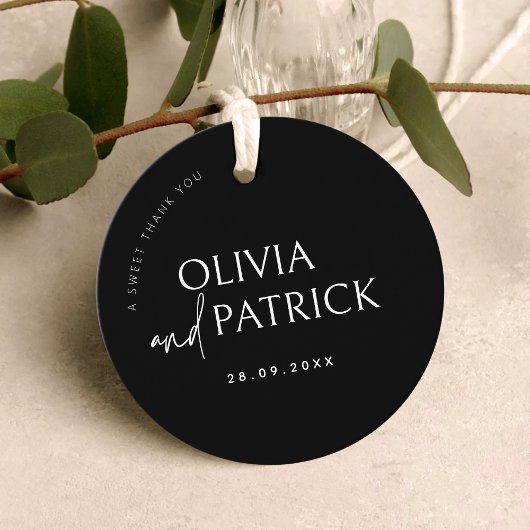Zwart-wit Eenvoudige Moderne Minimalistische Bruil Bedankjes Labels