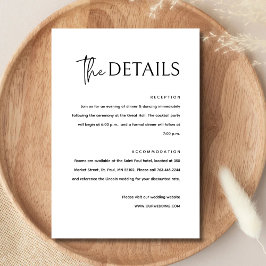 Zwart-wit Eenvoudige Moderne Minimalistische Bruil Informatiekaartje