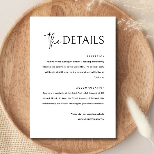 Zwart-wit Eenvoudige Moderne Minimalistische Bruil Informatiekaartje