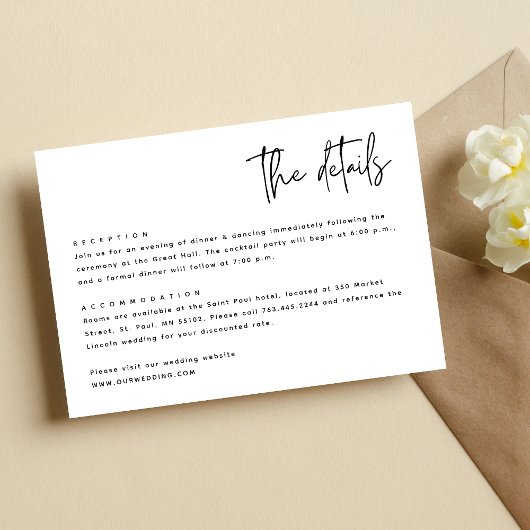 Zwart-wit Eenvoudige Moderne Minimalistische Bruil Informatiekaartje