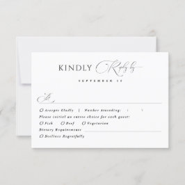 Zwart & Wit Eenvoudige Moderne Minimalistische Kla RSVP Kaartje