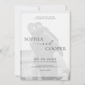 Zwart & Wit Eenvoudige Overlay Fotobruiloft Kaart (Voorkant)