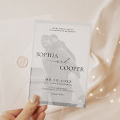 Zwart & Wit Eenvoudige Overlay Fotobruiloft Kaart