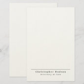Zwart Wit Eenvoudige Plain Minimalist Briefpapier (Voorkant / Achterkant)