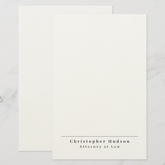Zwart Wit Eenvoudige Plain Minimalist Briefpapier (Voorkant / Achterkant)