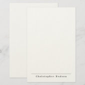 Zwart Wit Eenvoudige Plain Minimalist Briefpapier (Voorkant / Achterkant)