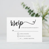 Zwart Wit Eenvoudige RSVP met Aantal gasten (Staand voorkant)
