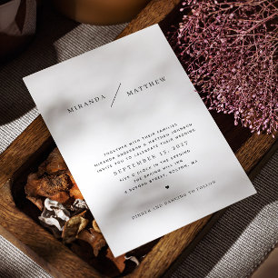 Zwart-wit eenvoudige schone minimalistische bruilo kaart