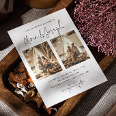 Zwart-wit eenvoudige schone multi foto bruiloft kaart