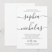 Zwart-wit eenvoudige script verlovingsfeest kaart (Voorkant / Achterkant)