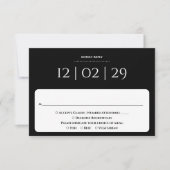 Zwart-wit eenvoudige speciale datum bruiloft RSVP kaartje (Voorkant)