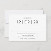 Zwart-wit eenvoudige speciale datum bruiloft RSVP kaartje (Voorkant)