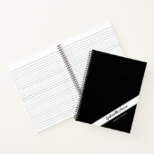 Zwart-wit Eenvoudige Streep Gepersonaliseerde Naam Notitieboek (Binnen)