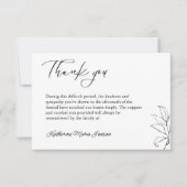 Zwart-wit eenvoudige sympathie na begrafenis bedankkaart (Voorkant)