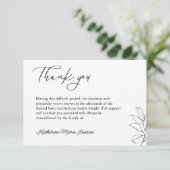 Zwart-wit eenvoudige sympathie na begrafenis bedankkaart (Staand voorkant)