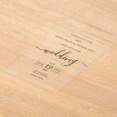 Zwart-wit eenvoudige typografie bruiloft acryl uitnodigingen (Laagn)