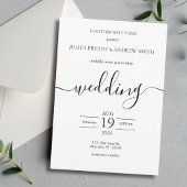 Zwart-wit eenvoudige typografie bruiloft kaart