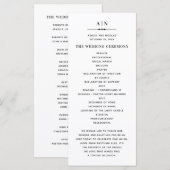 Zwart-wit eenvoudige typografie klassieke trouw programmakaart (Voorkant / Achterkant)