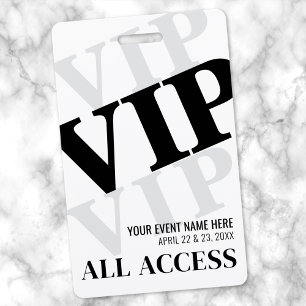 Zwart Wit Eenvoudige VIP Gebeurtenis Badge