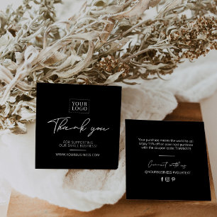 Zwart & Wit Eenvoudige Zakelijke Dank je wel Inste Vierkante Visitekaartje