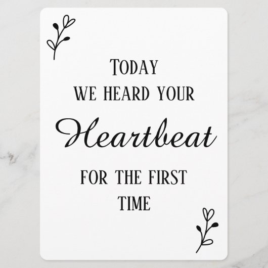 Zwart & Wit Eerste Echografie & Hartslag Teken (Achterkant)