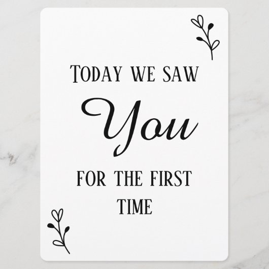 Zwart & Wit Eerste Echografie & Hartslag Teken (Voorkant)