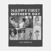 Zwart-wit Eerste Moederdag Fotocollage Fleece Deken (Voorkant)