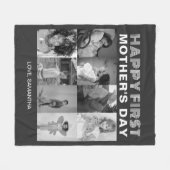 Zwart-wit Eerste Moederdag Fotocollage Fleece Deken (Voorkant (Horizontaal))