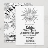 Zwart & Wit Eerste reis rond zon 1e verjaardag Kaart (Voorkant / Achterkant)