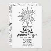 Zwart & Wit Eerste reis rond zon 1e verjaardag Kaart (Voorkant / Achterkant)