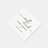 Zwart wit eet Drink We zijn getrouwd bruiloft Servet (Hoek)