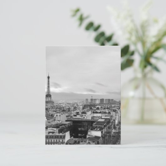 Zwart-wit: Eiffel Tower, Parijs, Frankrijk Briefkaart (Staand voorkant)