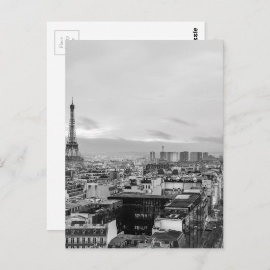Zwart-wit: Eiffel Tower, Parijs, Frankrijk Briefkaart (Voorkant / Achterkant)