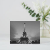Zwart-wit Eiffeltoren in Parijs City Night Briefkaart (Staand voorkant)