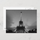 Zwart-wit Eiffeltoren in Parijs City Night Briefkaart (Voorkant / Achterkant)
