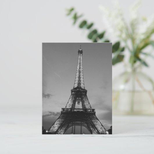 Zwart-wit Eiffeltoren in Parijs City Night Briefkaart (Staand voorkant)