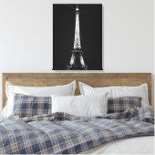 Zwart-wit Eiffeltoren in Parijs Nacht Canvas Afdruk (Insitu (Slaapkamer))