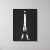 Zwart-wit Eiffeltoren in Parijs Nacht Canvas Afdruk (Voorkant)
