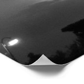 Zwart-wit Eiffeltoren in Parijs Nacht Poster (Hoek)