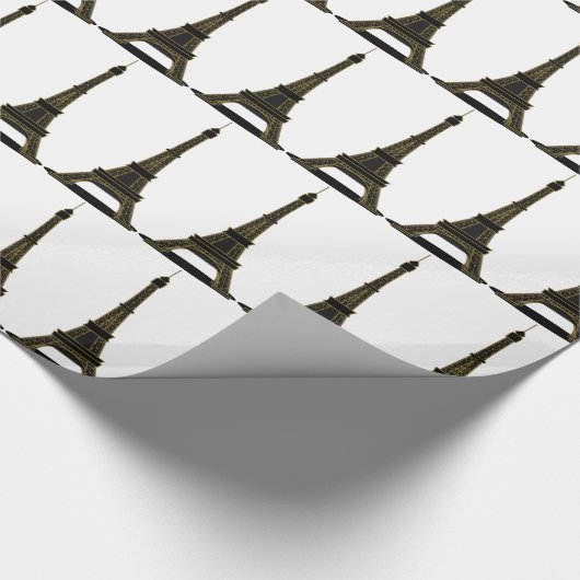 Zwart-wit Eiffeltoren inpakpapier (Hoek)